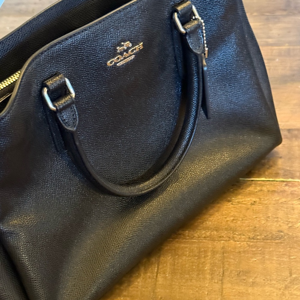 COACH SAGE CARRYALL Tote bag with crossbody straps Black leather bag - Picture 6 of 7